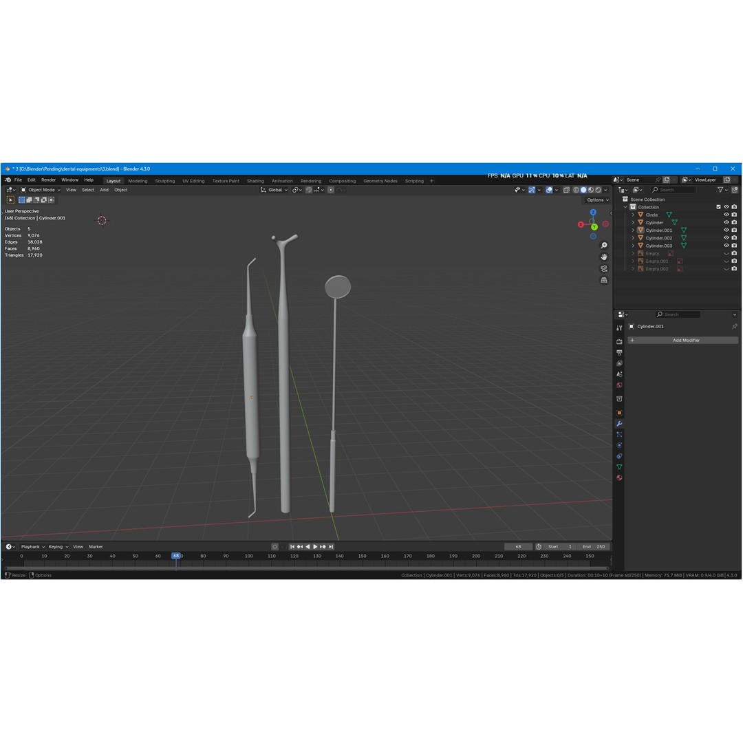 Dental Instruments 3D Model – High Quality Medical Asset, FBX, OBJ - View 41