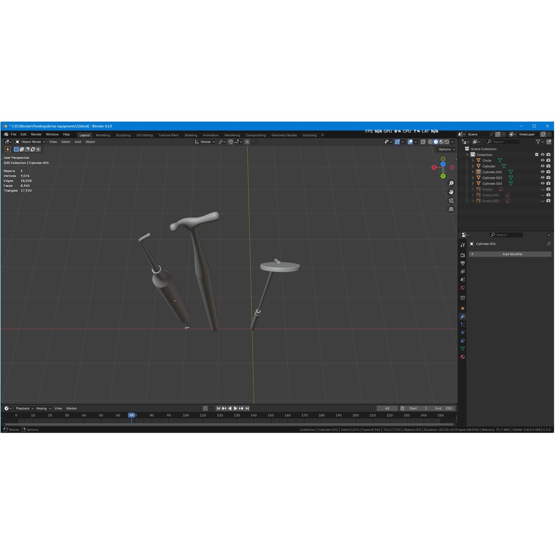 Dental Instruments 3D Model – High Quality Medical Asset, FBX, OBJ - View 42