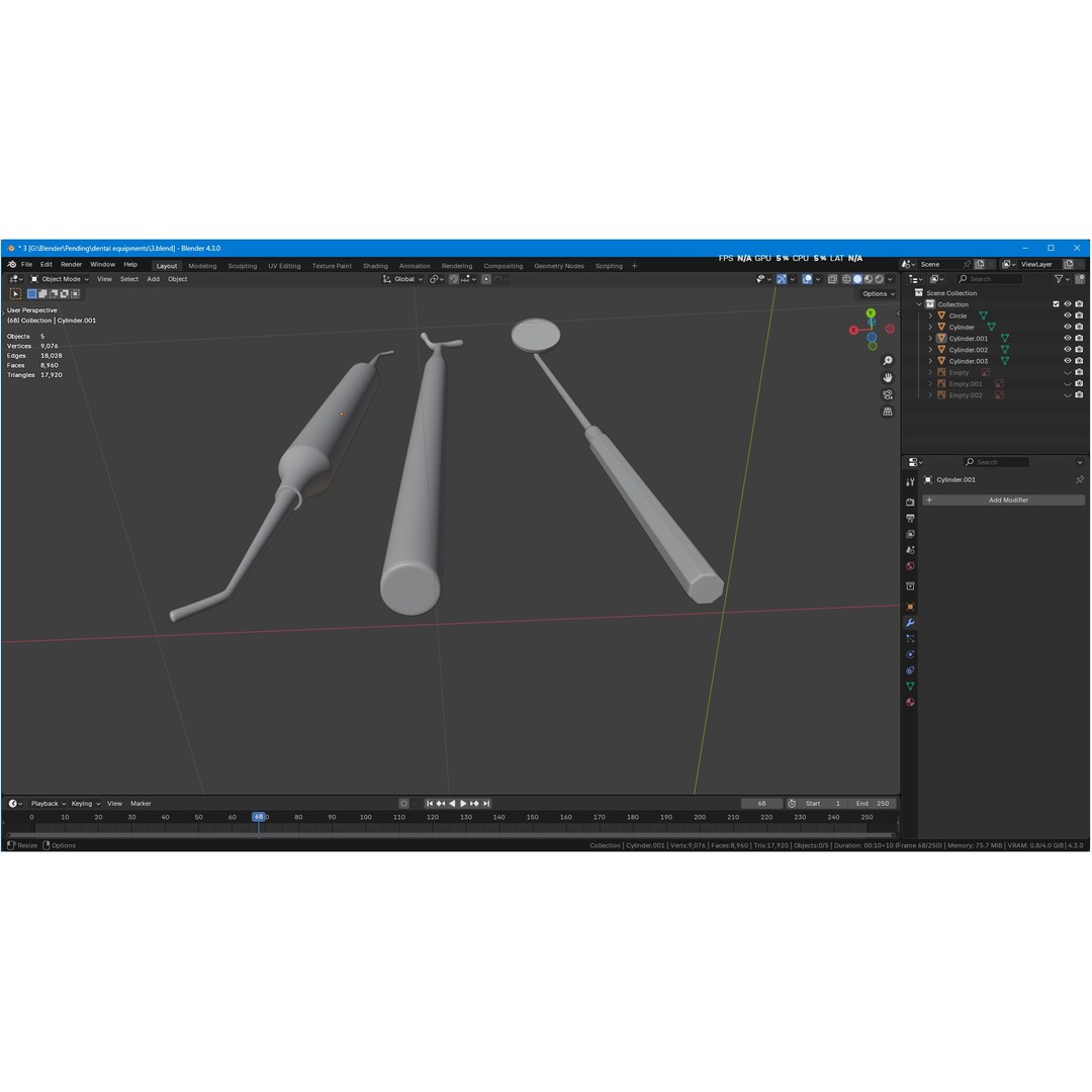 Dental Instruments 3D Model – High Quality Medical Asset, FBX, OBJ - View 43