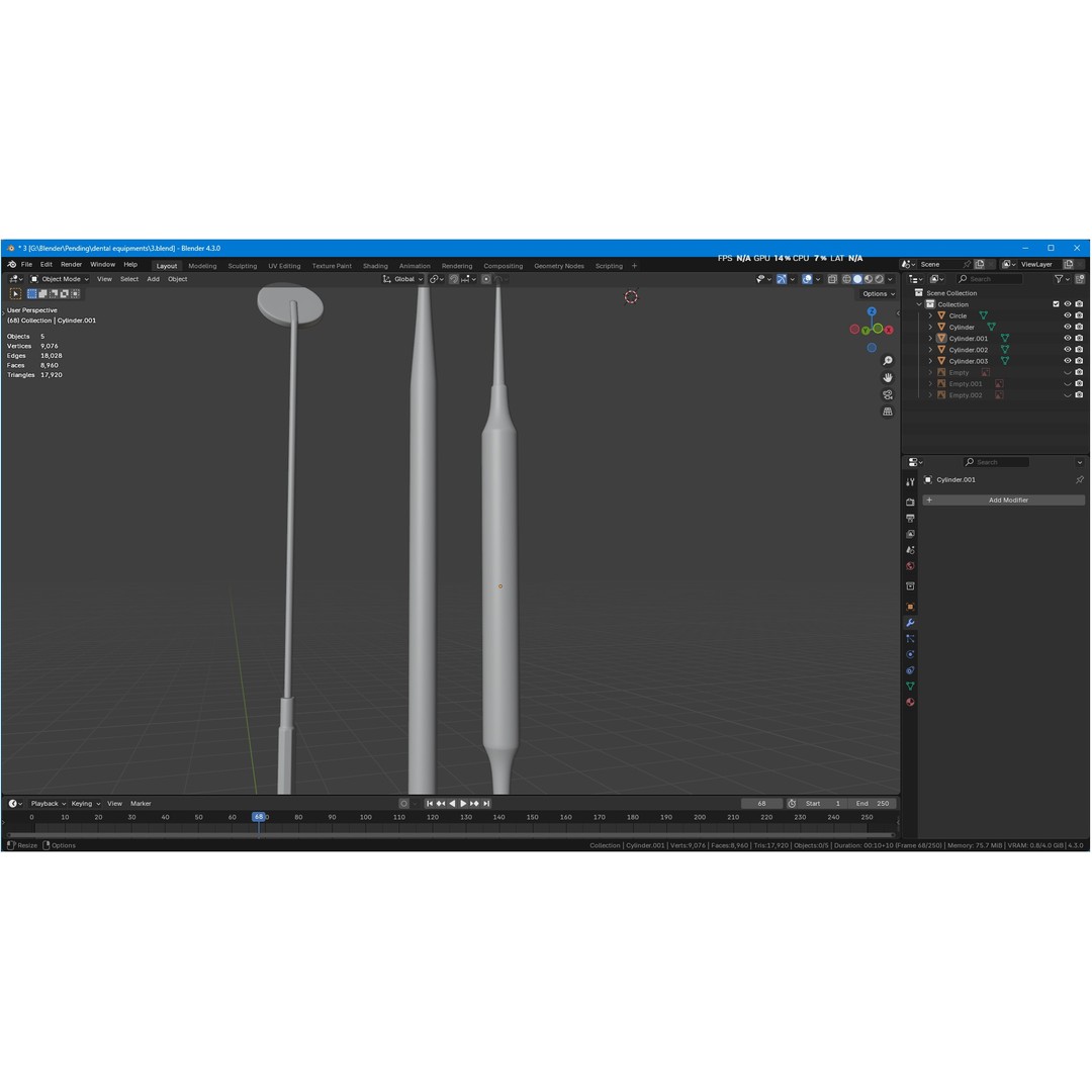 Dental Instruments 3D Model – High Quality Medical Asset, FBX, OBJ - View 45