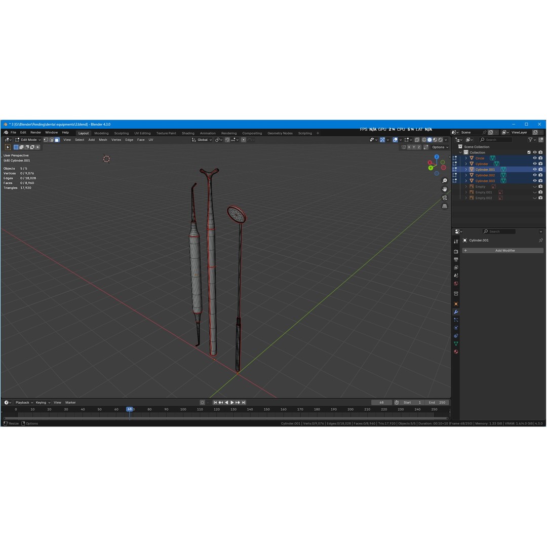Dental Instruments 3D Model – High Quality Medical Asset, FBX, OBJ - View 46