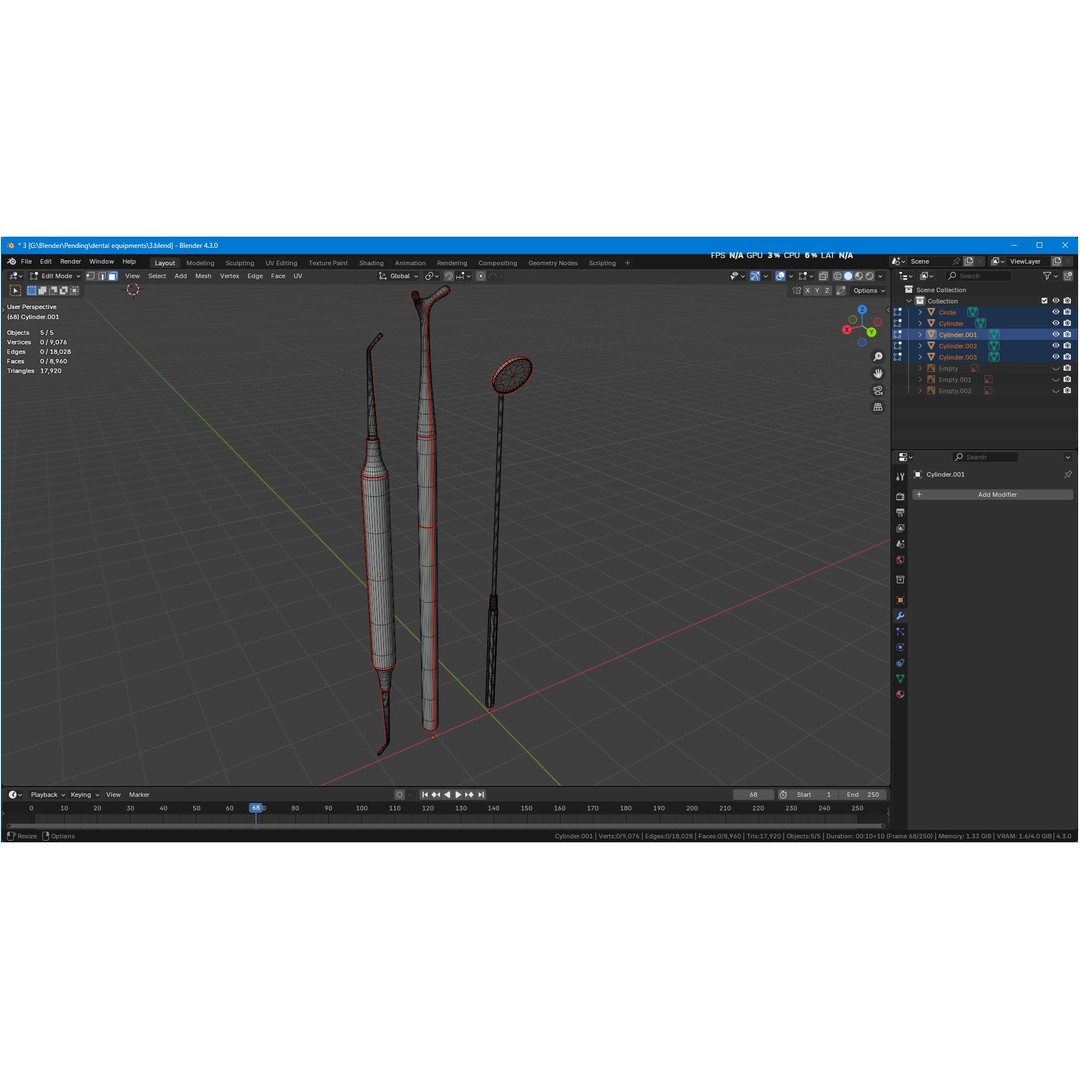 Dental Instruments 3D Model – High Quality Medical Asset, FBX, OBJ - View 47
