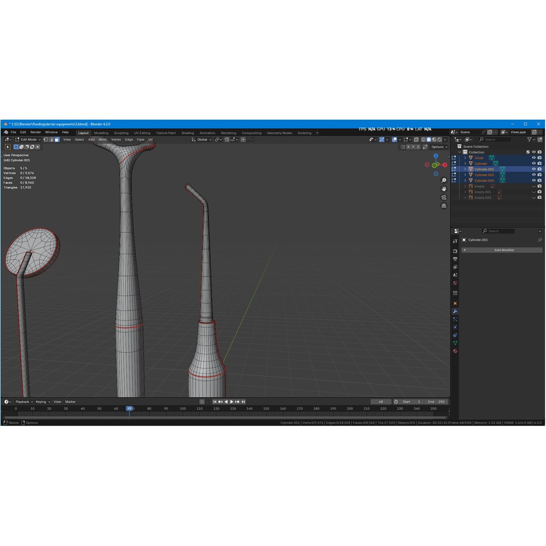 Dental Instruments 3D Model – High Quality Medical Asset, FBX, OBJ - View 49