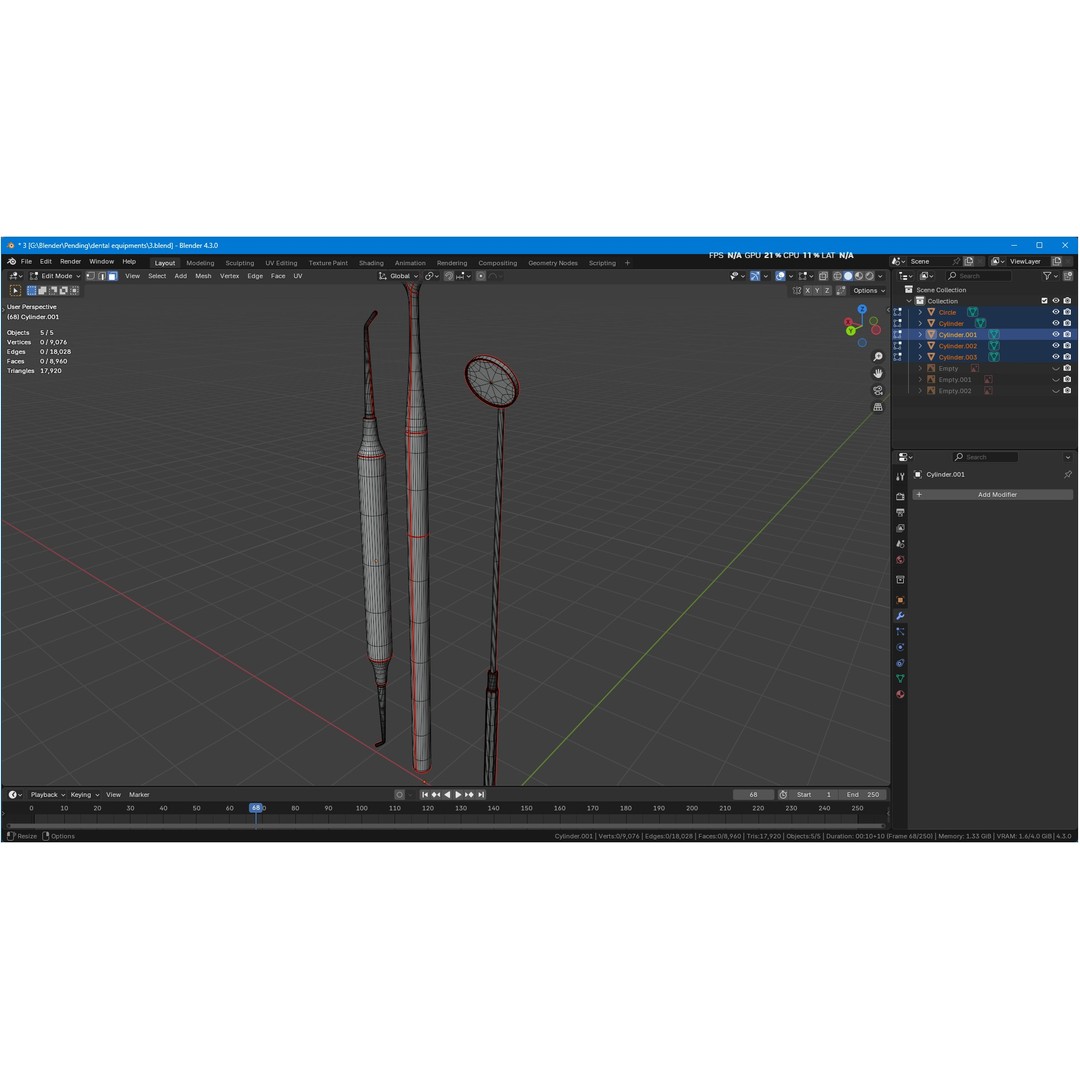 Dental Instruments 3D Model – High Quality Medical Asset, FBX, OBJ - View 51