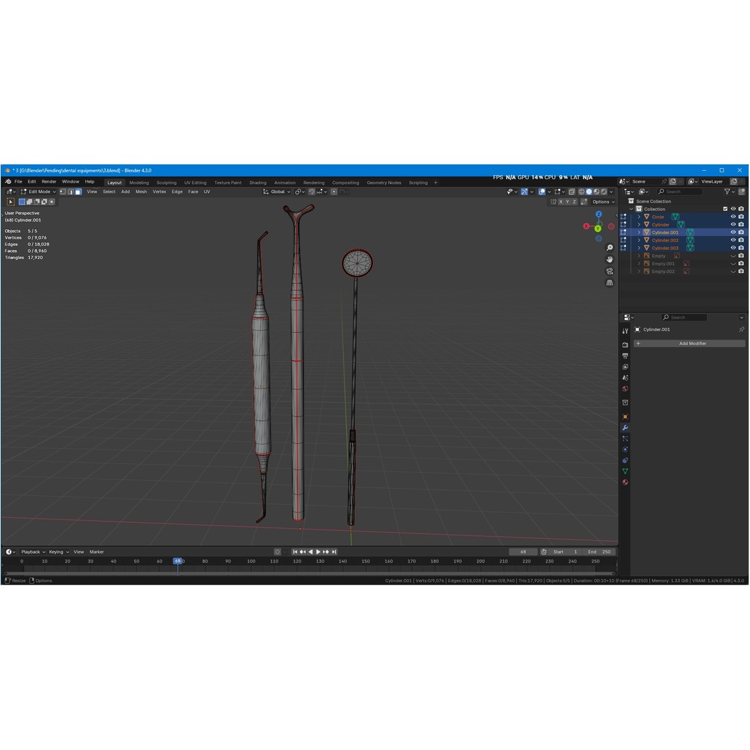 Dental Instruments 3D Model – High Quality Medical Asset, FBX, OBJ - View 52