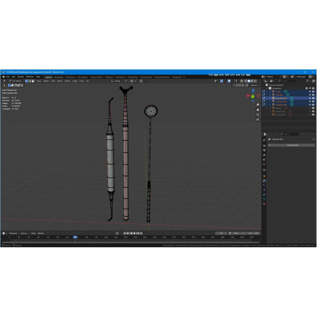 Dental Instruments 3D Model – High Quality Medical Asset, FBX, OBJ - View 53