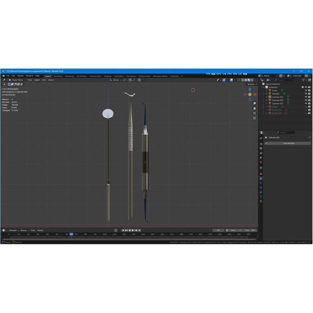 Dental Instruments 3D Model – High Quality Medical Asset, FBX, OBJ - View 60