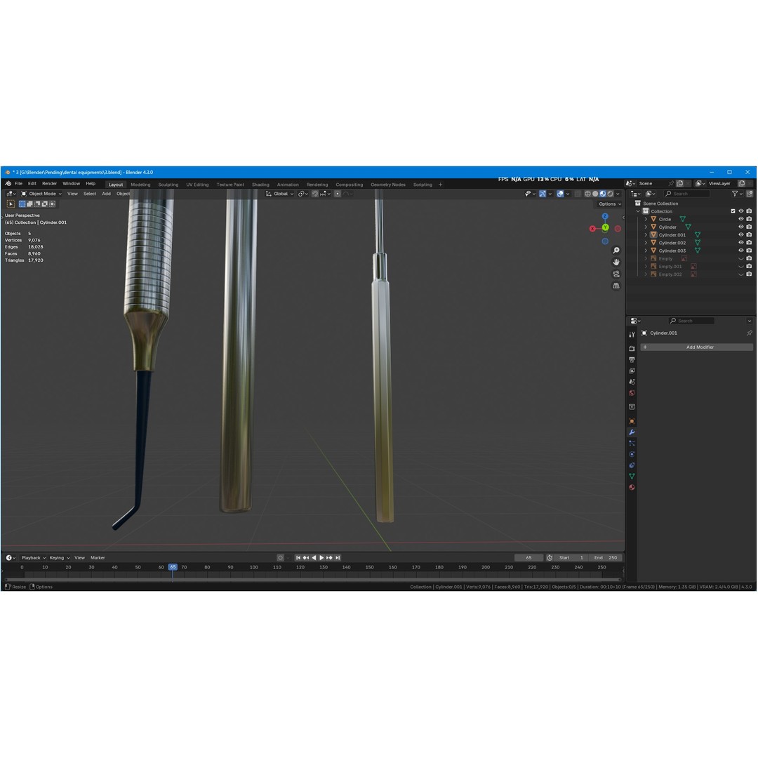 Dental Instruments 3D Model – High Quality Medical Asset, FBX, OBJ - View 62
