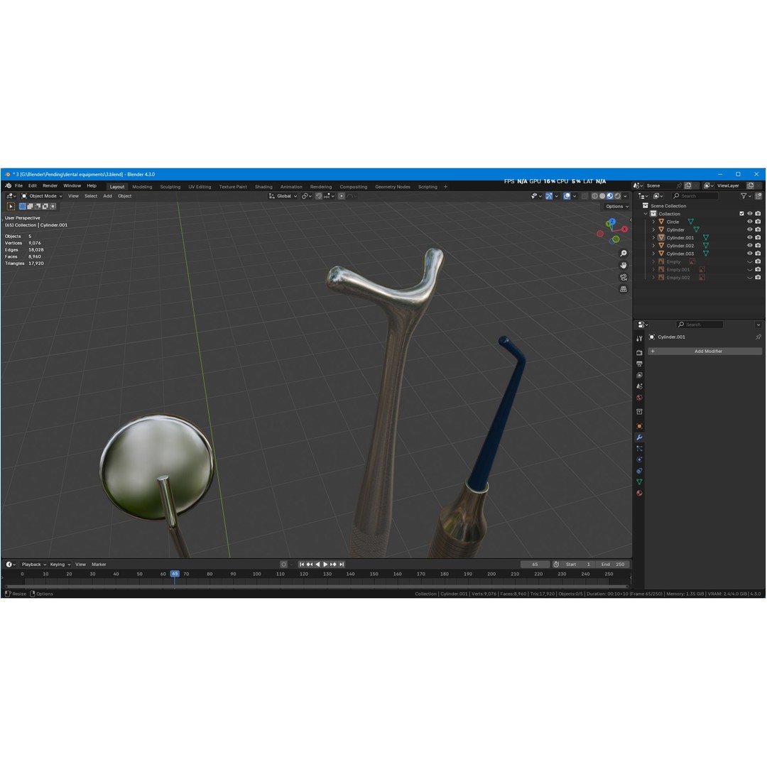 Dental Instruments 3D Model – High Quality Medical Asset, FBX, OBJ - View 63
