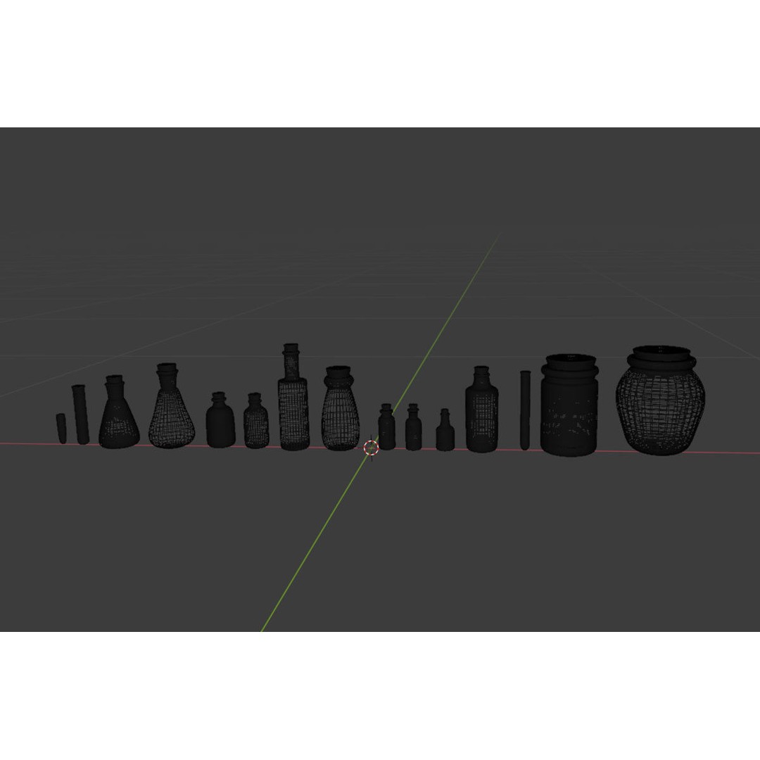 Medical Lab Bottles 3D Model – Low Poly Glassware for CG Projects