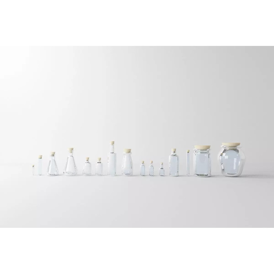 Medical Lab Bottles 3D Model – Low Poly Glassware for CG Projects - View 2