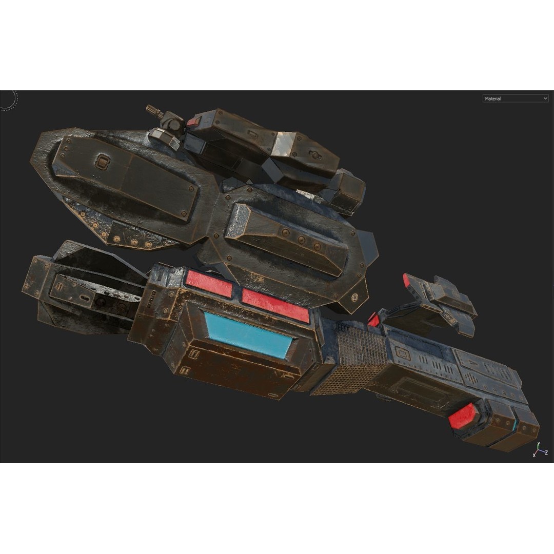Sci-Fi Spaceship 3D Model – Low Poly PBR Game Asset, FBX