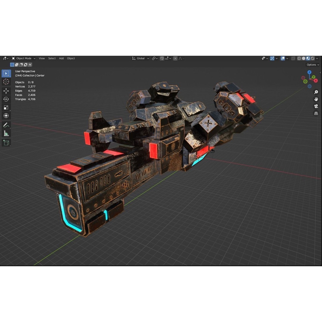 Sci-Fi Spaceship 3D Model – Low Poly PBR Game Asset, FBX - View 10