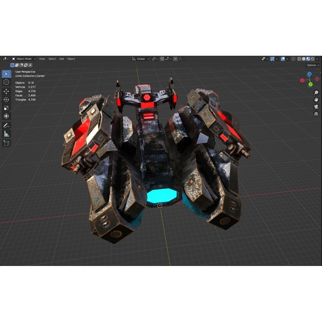 Sci-Fi Spaceship 3D Model – Low Poly PBR Game Asset, FBX - View 11