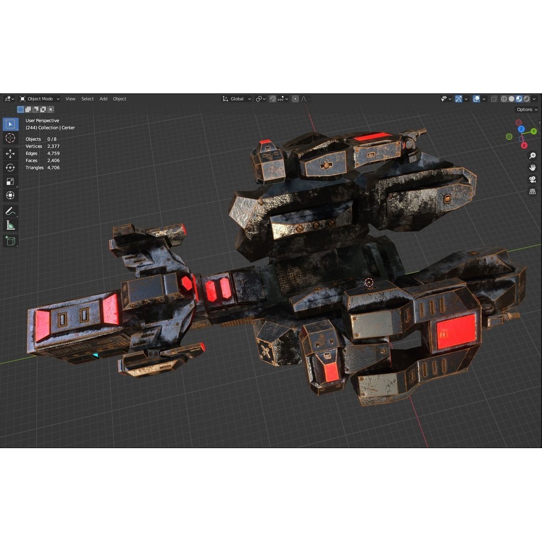 Sci-Fi Spaceship 3D Model – Low Poly PBR Game Asset, FBX - View 13