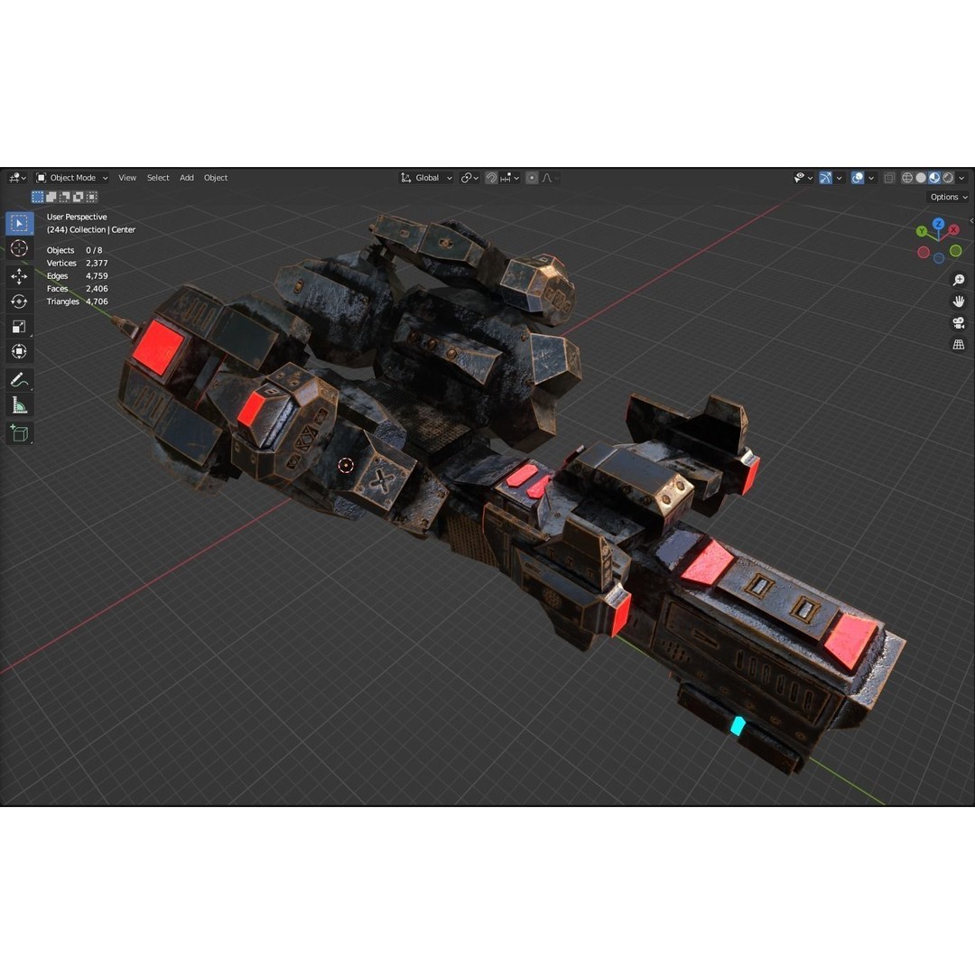 Sci-Fi Spaceship 3D Model – Low Poly PBR Game Asset, FBX - View 14