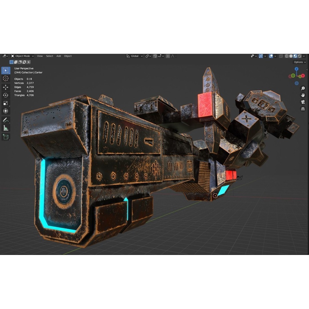 Sci-Fi Spaceship 3D Model – Low Poly PBR Game Asset, FBX - View 15
