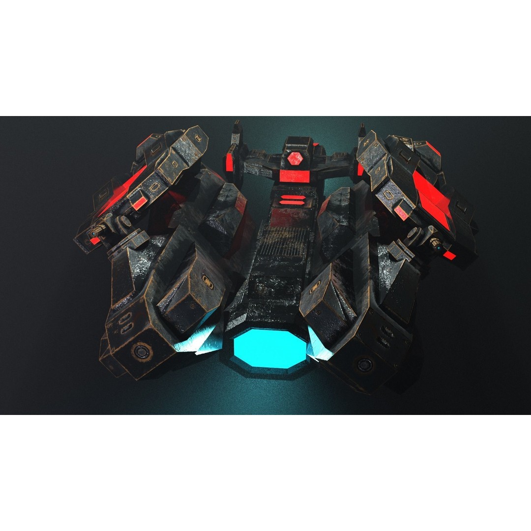Sci-Fi Spaceship 3D Model – Low Poly PBR Game Asset, FBX - View 3
