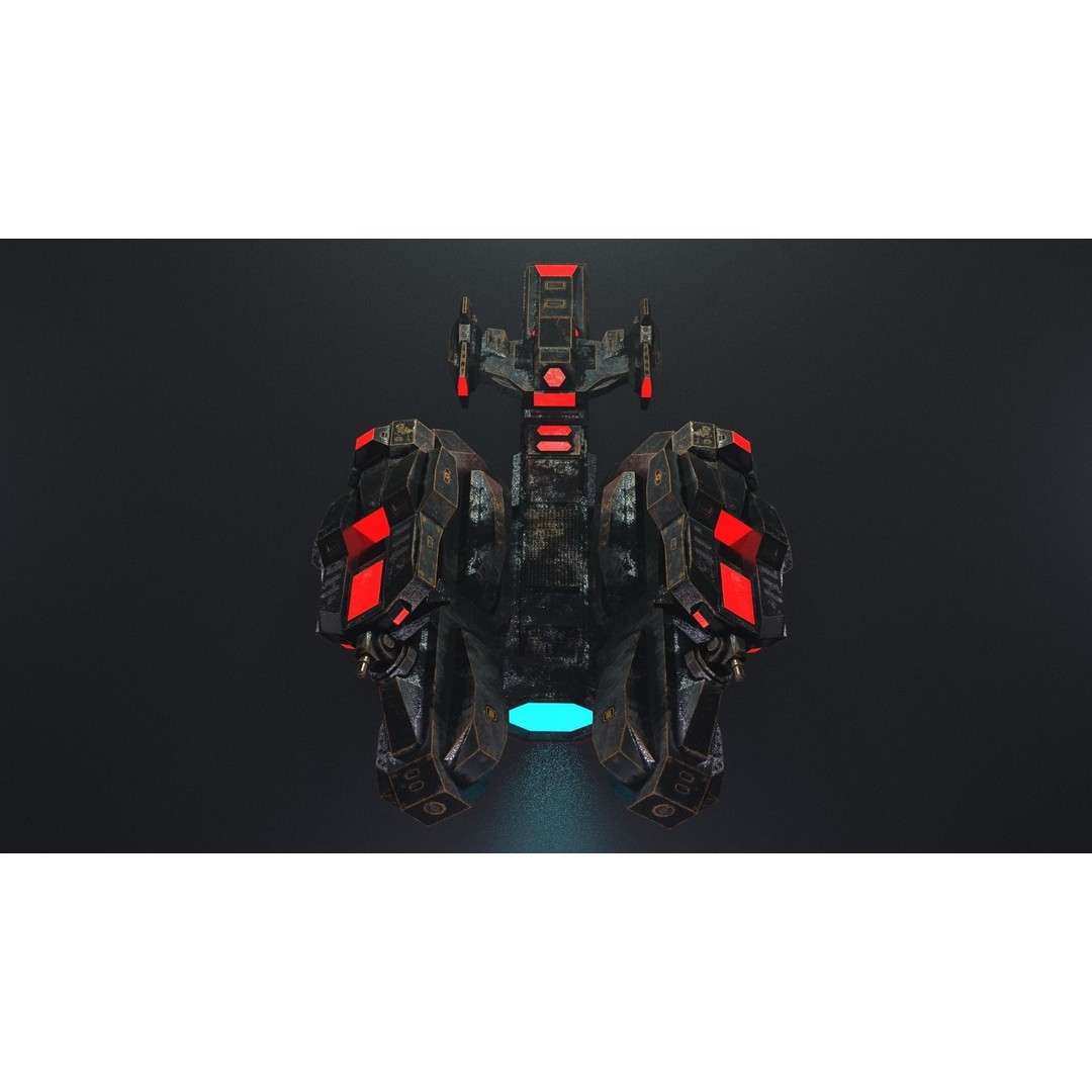 Sci-Fi Spaceship 3D Model – Low Poly PBR Game Asset, FBX - View 4