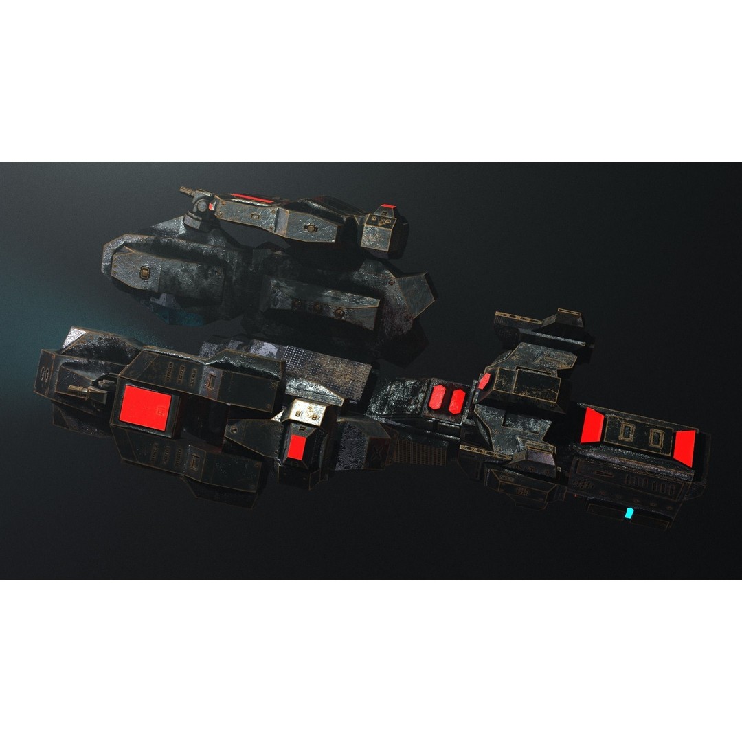 Sci-Fi Spaceship 3D Model – Low Poly PBR Game Asset, FBX - View 6