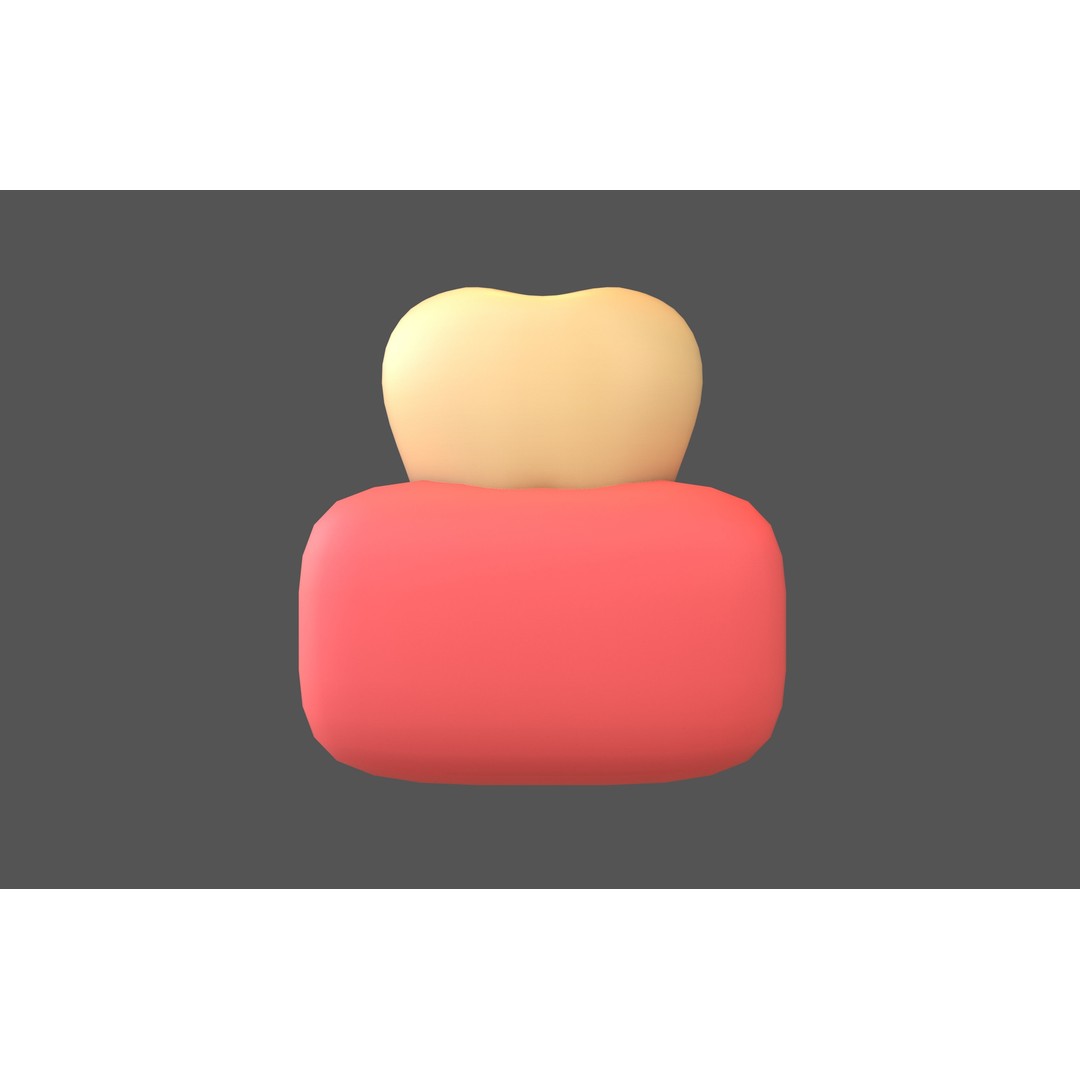 Tooth With Gums Emoji 3D Model – Low Poly PBR Asset, FBX, OBJ - View 3