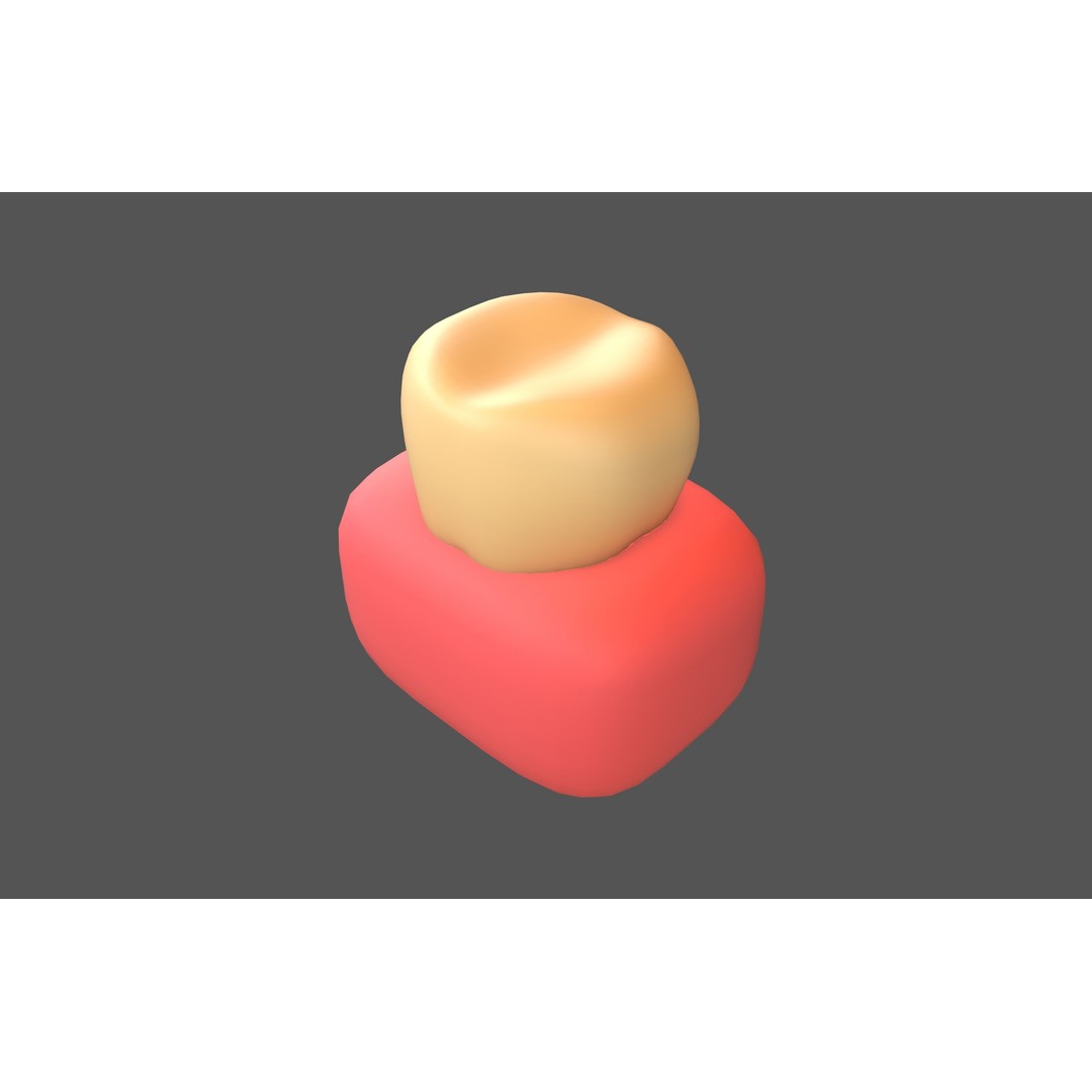 Tooth With Gums Emoji 3D Model – Low Poly PBR Asset, FBX, OBJ - View 5