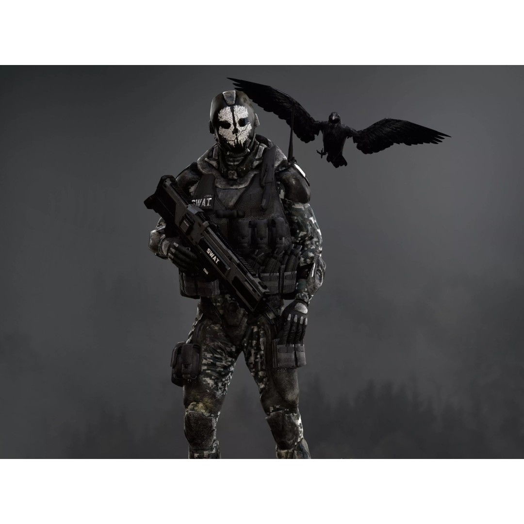 Sci-Fi Ghost Soldier 3D Model – Low Poly Rigged Character, FBX, OBJ - View 10