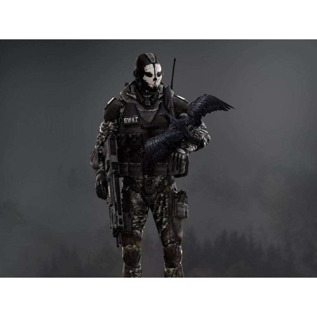 Sci-Fi Ghost Soldier 3D Model – Low Poly Rigged Character, FBX, OBJ - View 12