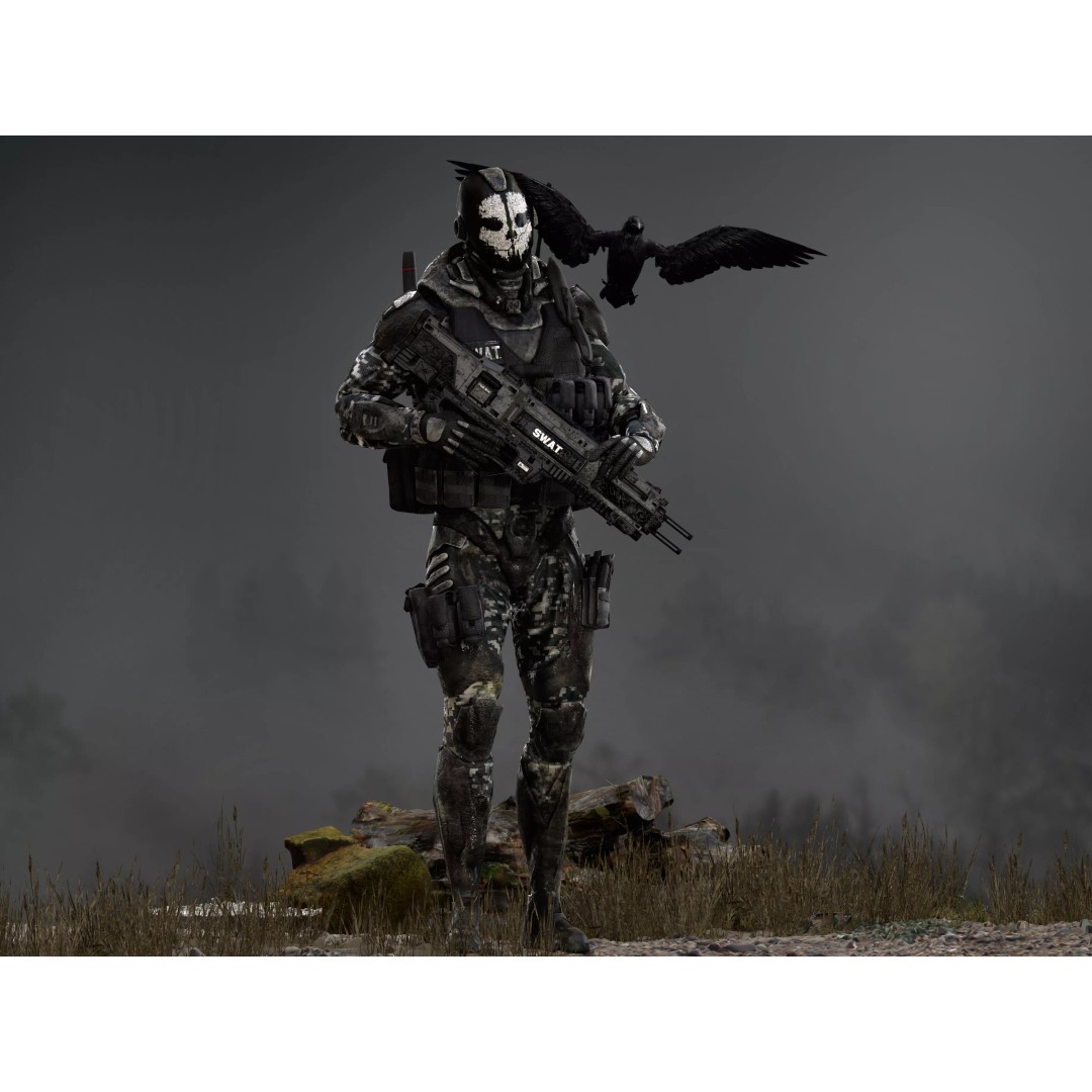 Sci-Fi Ghost Soldier 3D Model – Low Poly Rigged Character, FBX, OBJ - View 13