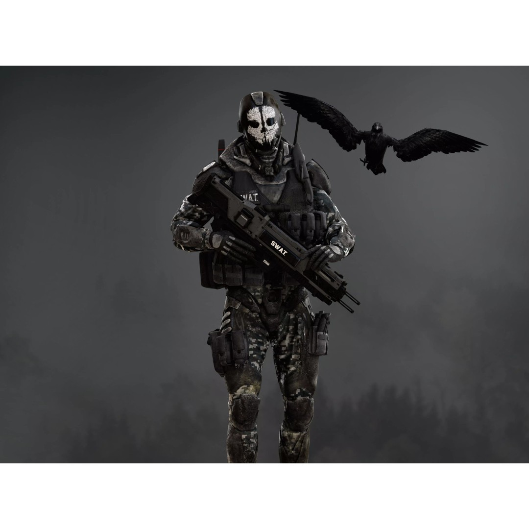 Sci-Fi Ghost Soldier 3D Model – Low Poly Rigged Character, FBX, OBJ - View 2