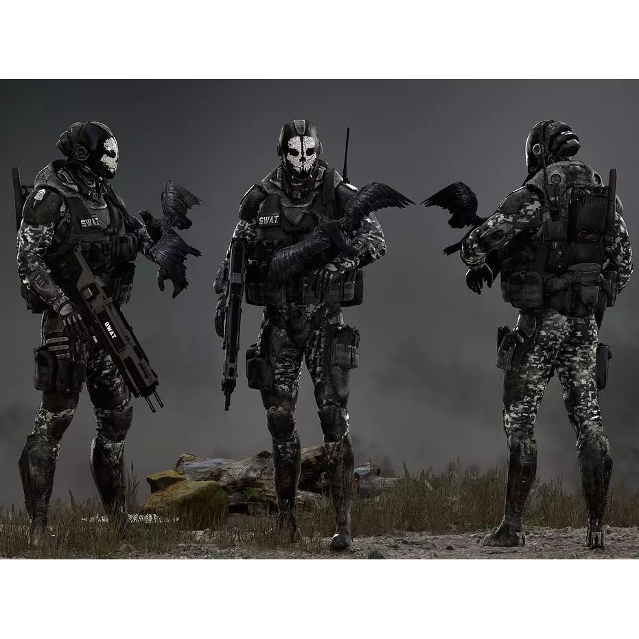 Sci-Fi Ghost Soldier 3D Model – Low Poly Rigged Character, FBX, OBJ - View 3
