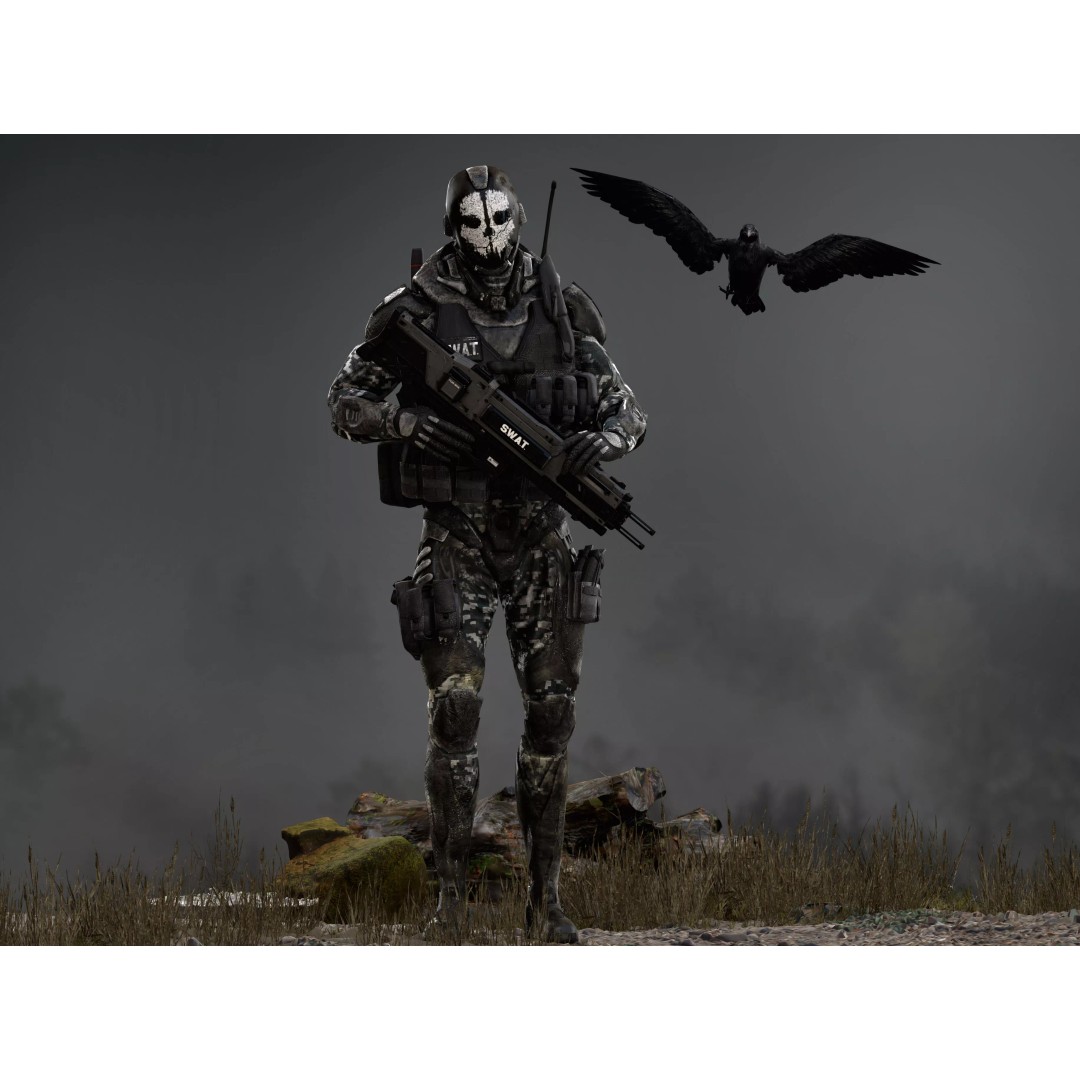 Sci-Fi Ghost Soldier 3D Model – Low Poly Rigged Character, FBX, OBJ - View 8