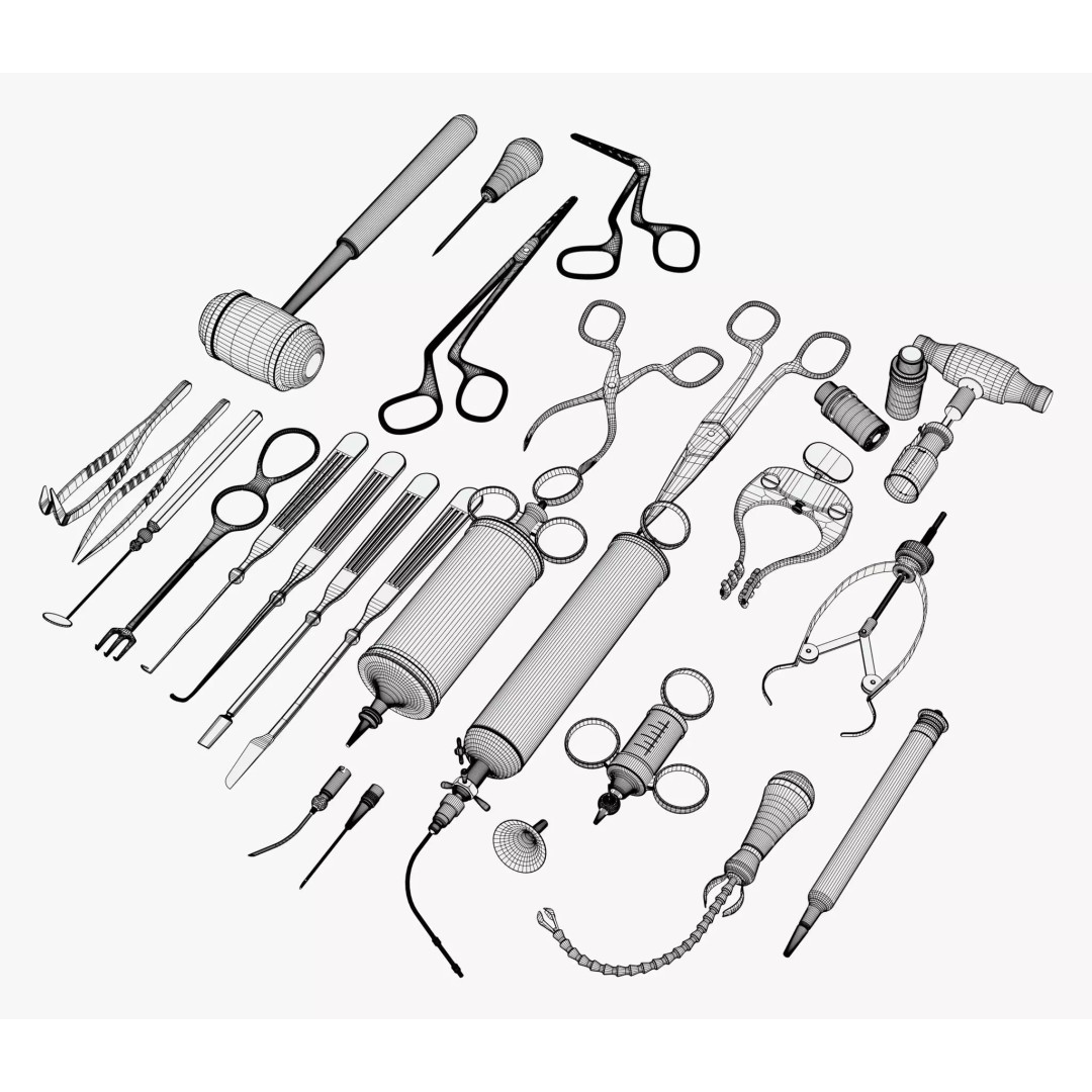 Antique Medical Tools 3D Model – Vintage Surgical Instruments, Blender, FBX