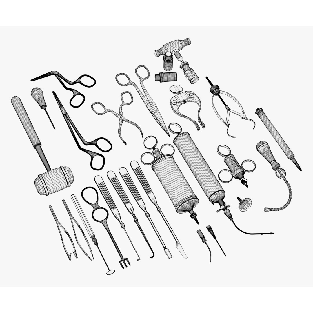 Antique Medical Tools 3D Model – Vintage Surgical Instruments, Blender, FBX - View 10