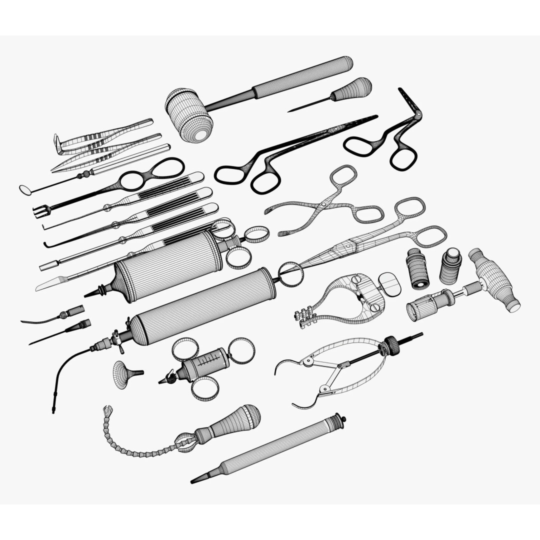 Antique Medical Tools 3D Model – Vintage Surgical Instruments, Blender, FBX - View 11