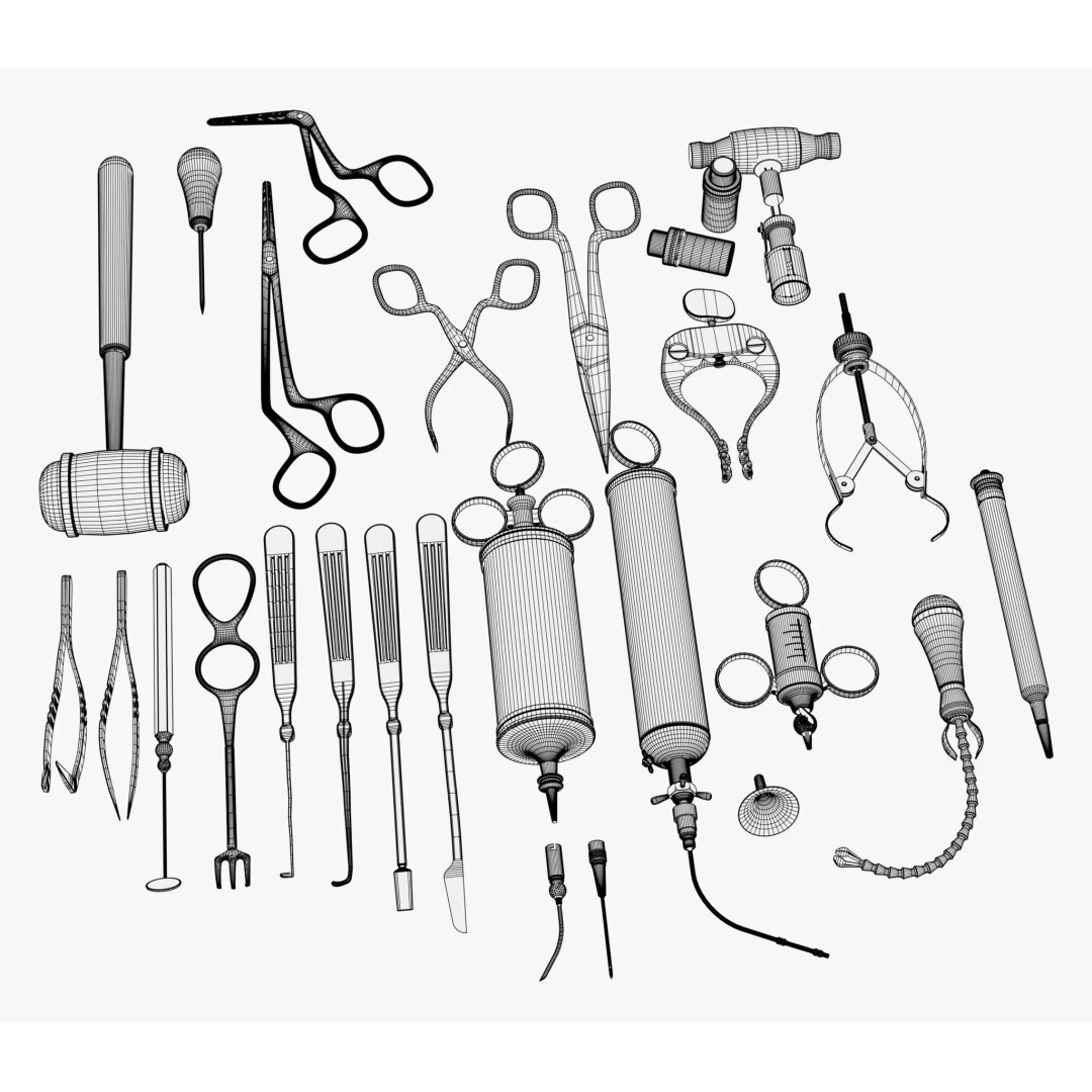 Antique Medical Tools 3D Model – Vintage Surgical Instruments, Blender, FBX - View 12