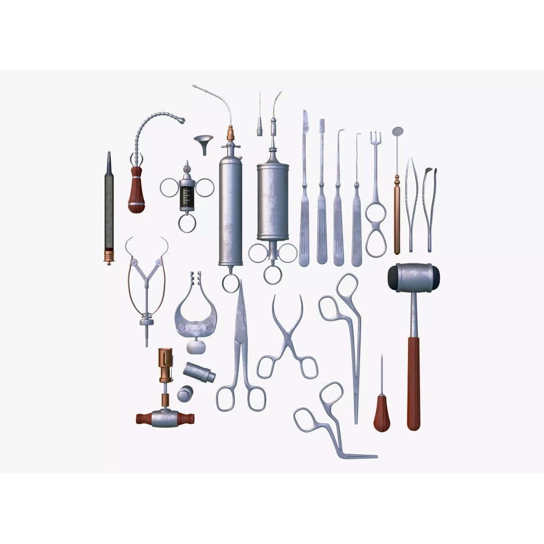 Antique Medical Tools 3D Model – Vintage Surgical Instruments, Blender, FBX - View 2