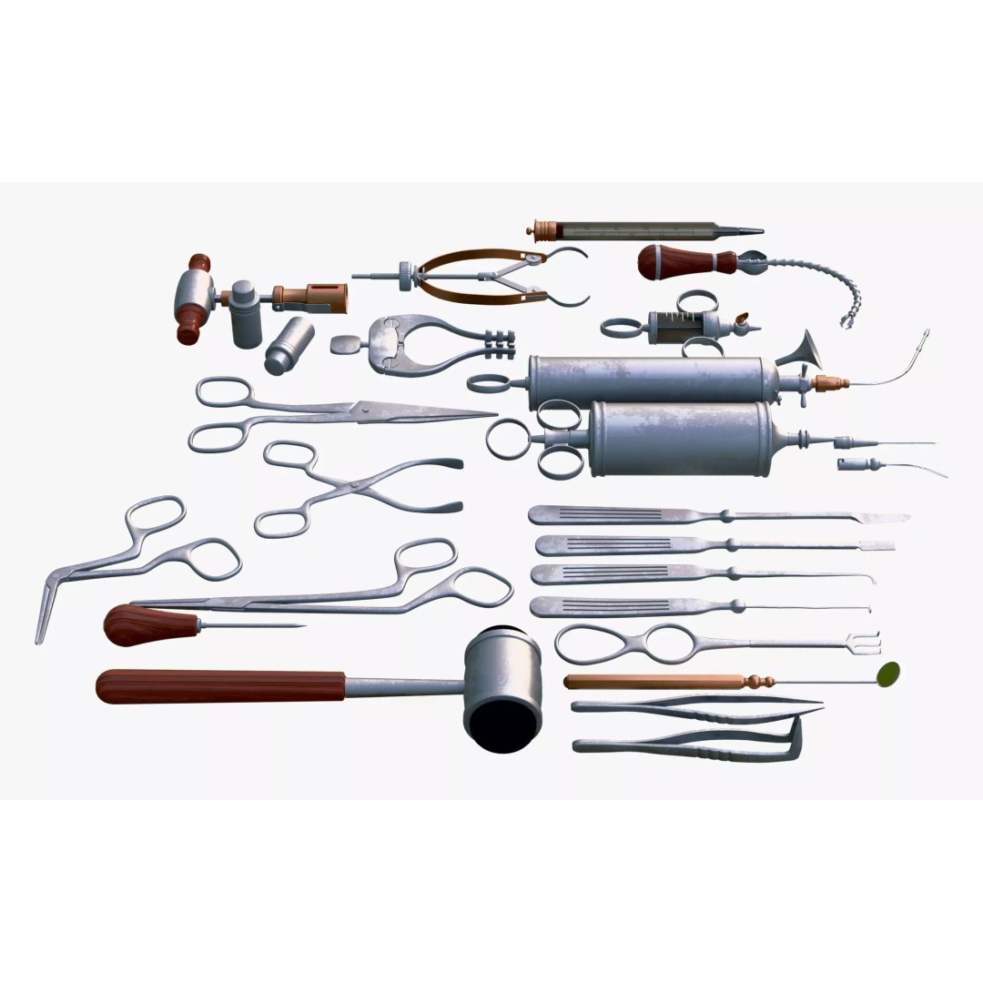 Antique Medical Tools 3D Model – Vintage Surgical Instruments, Blender, FBX - View 3