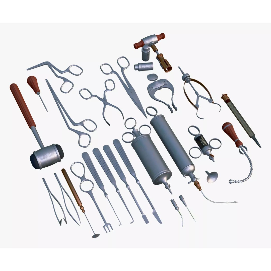 Antique Medical Tools 3D Model – Vintage Surgical Instruments, Blender, FBX - View 4