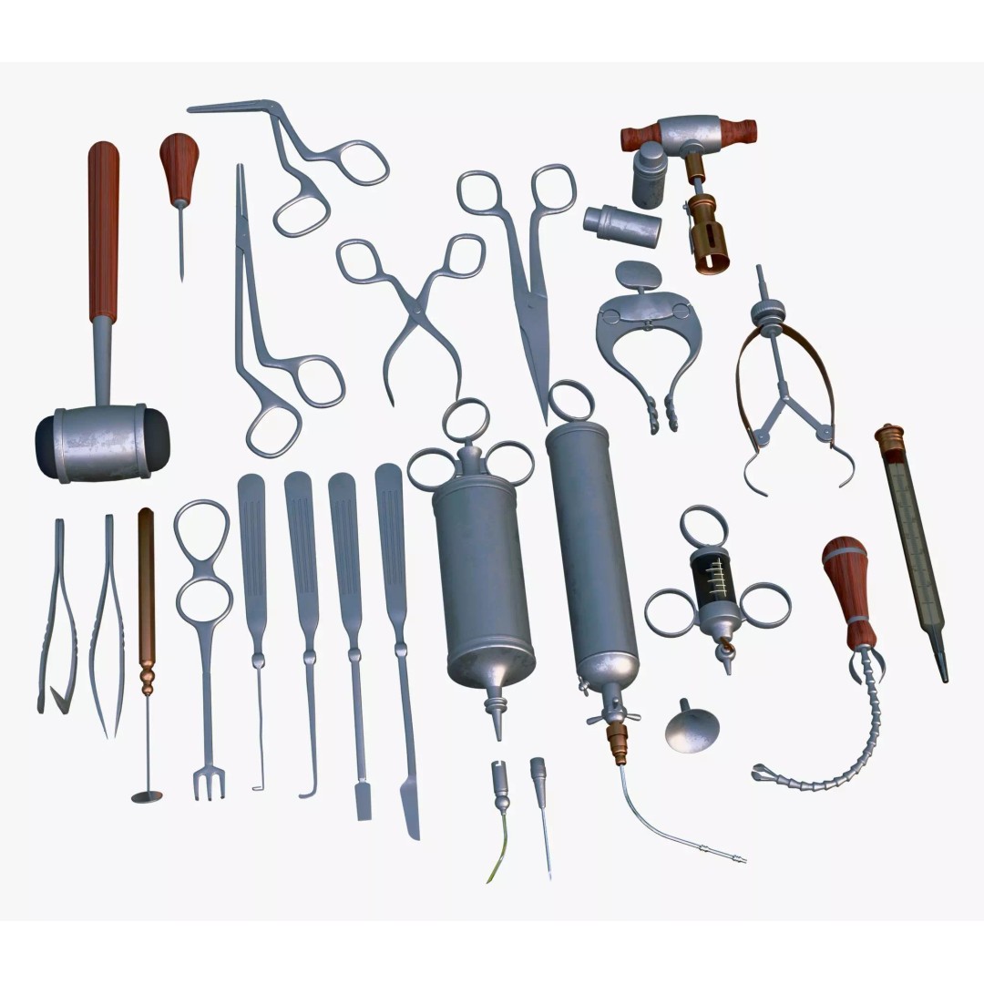 Antique Medical Tools 3D Model – Vintage Surgical Instruments, Blender, FBX - View 6