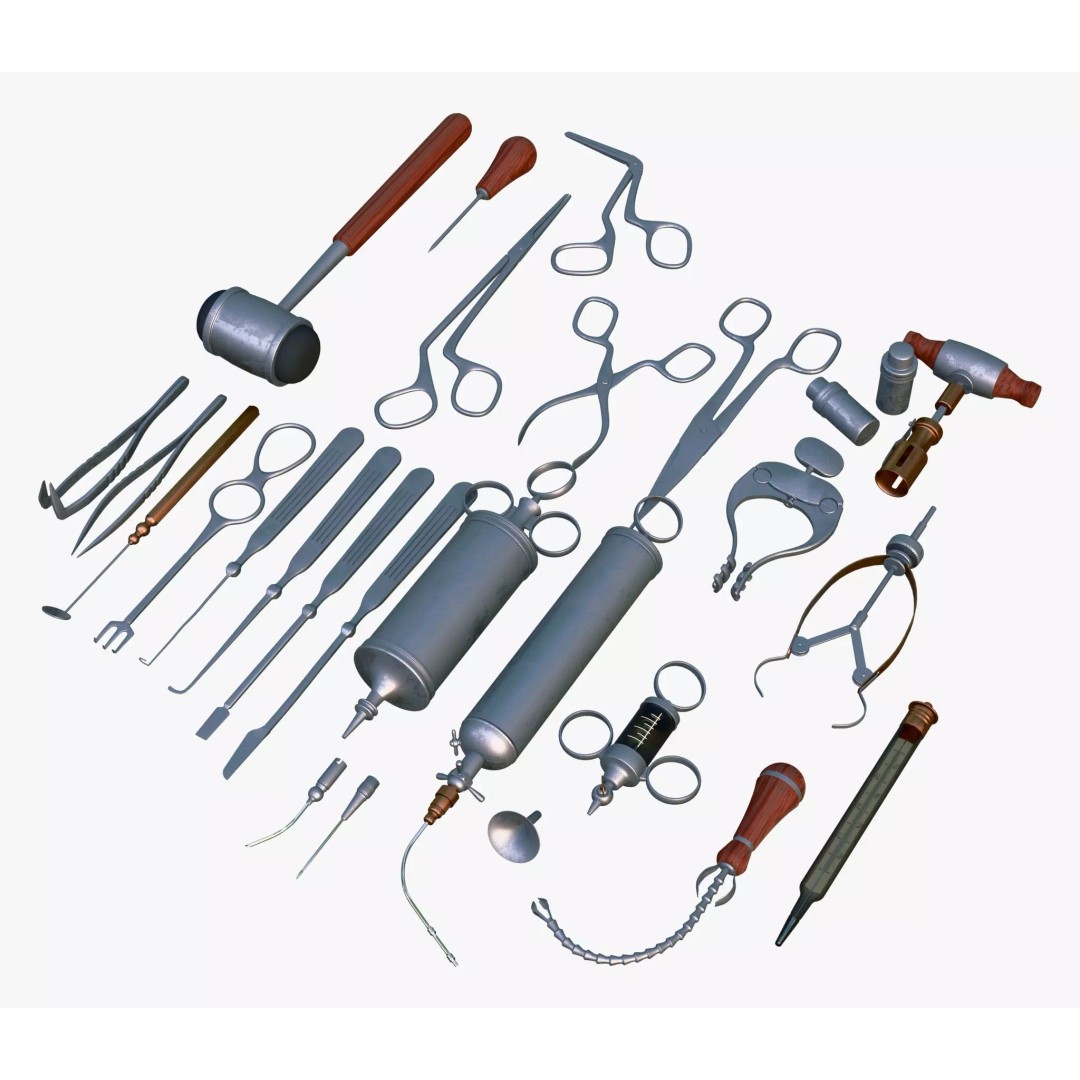 Antique Medical Tools 3D Model – Vintage Surgical Instruments, Blender, FBX - View 7
