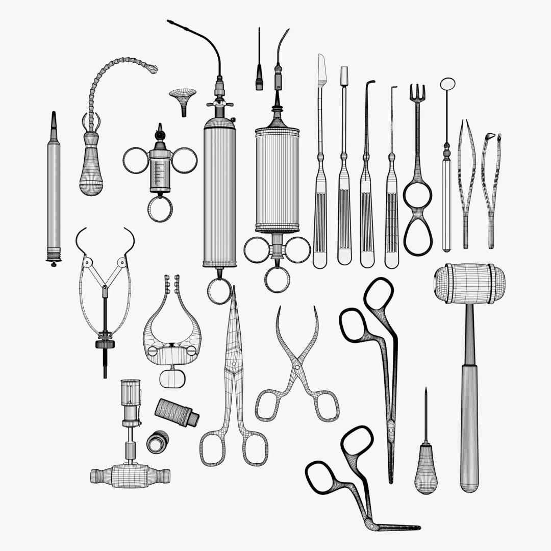 Antique Medical Tools 3D Model – Vintage Surgical Instruments, Blender, FBX - View 8