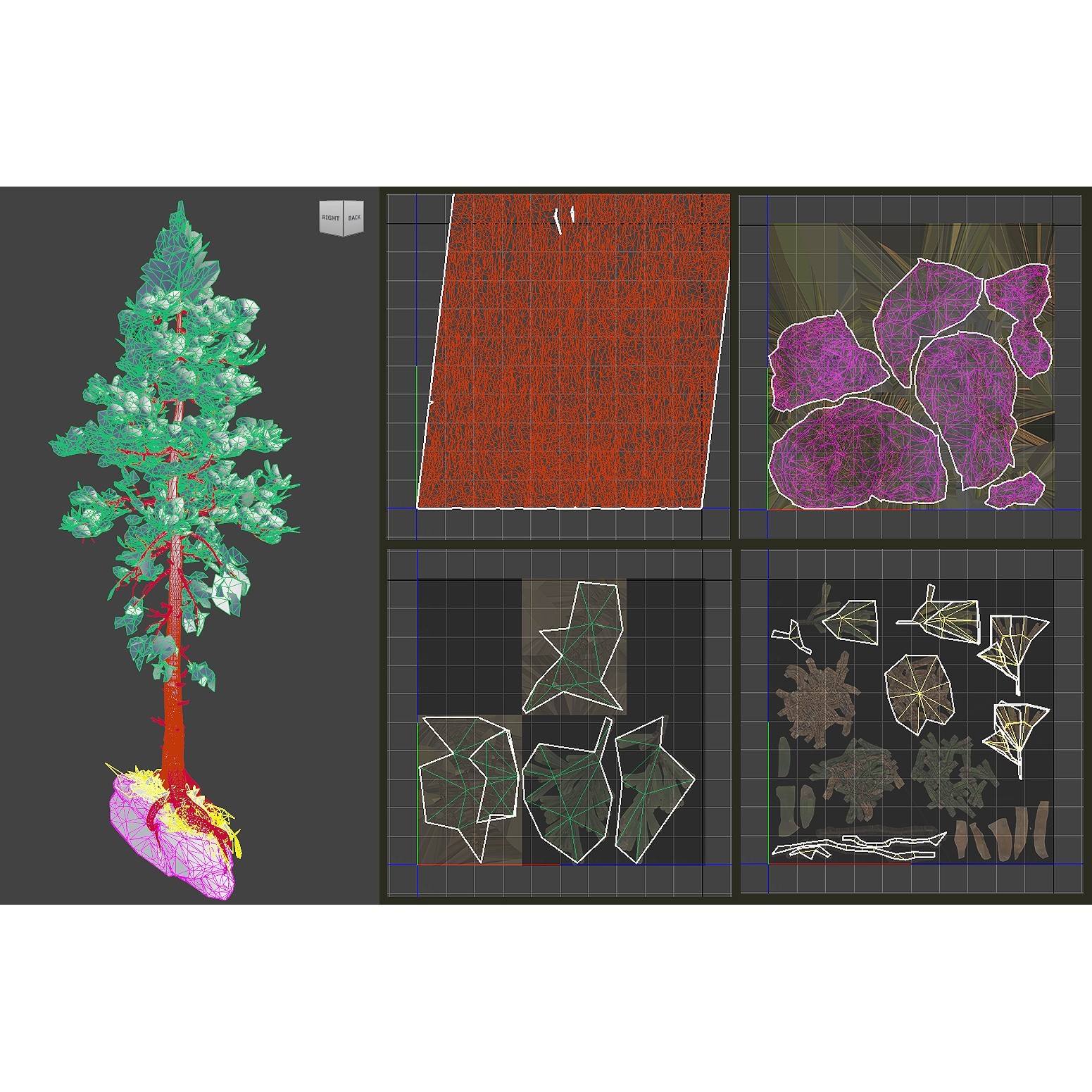 Rocky Pine Trees Forest Biome - Low-Poly Game-Ready 3D Model