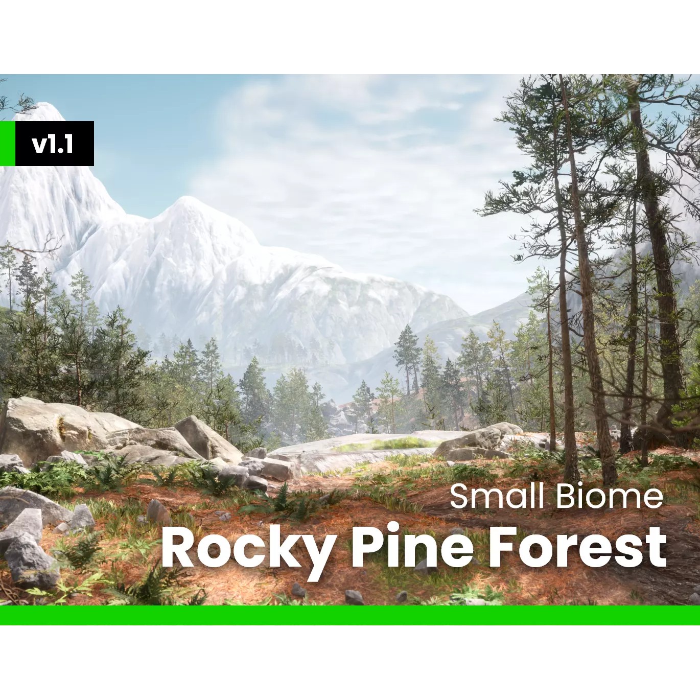Rocky Pine Trees Forest Biome - Low-Poly Game-Ready 3D Model - View 2