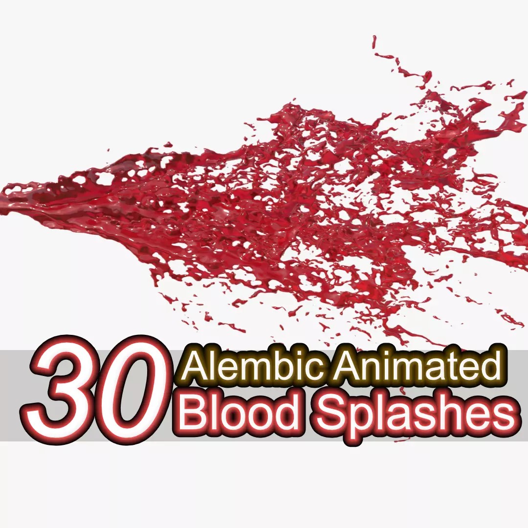 Animated Blood Splashes 3D Model – Liquid Simulation for Action Scenes, Alembic - View 2