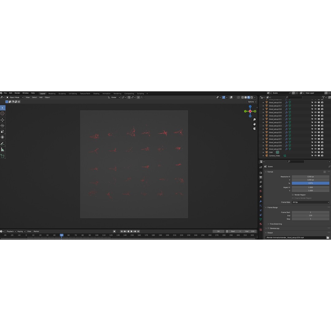 Animated Blood Splashes 3D Model – Liquid Simulation for Action Scenes, Alembic - View 3