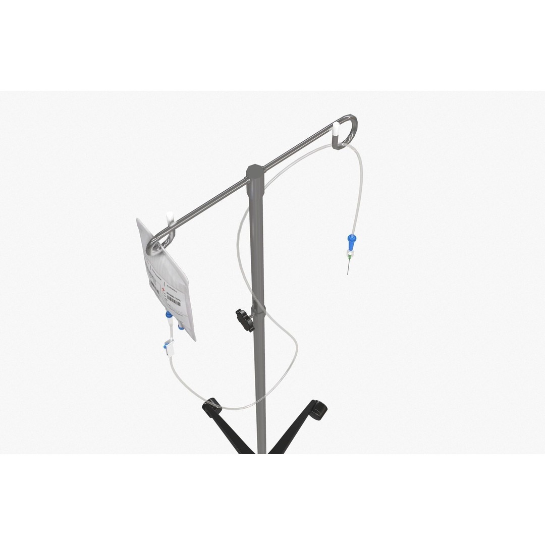 IV Blood Bag Dropper Stand 3D Model – Low Poly Medical Asset, FBX