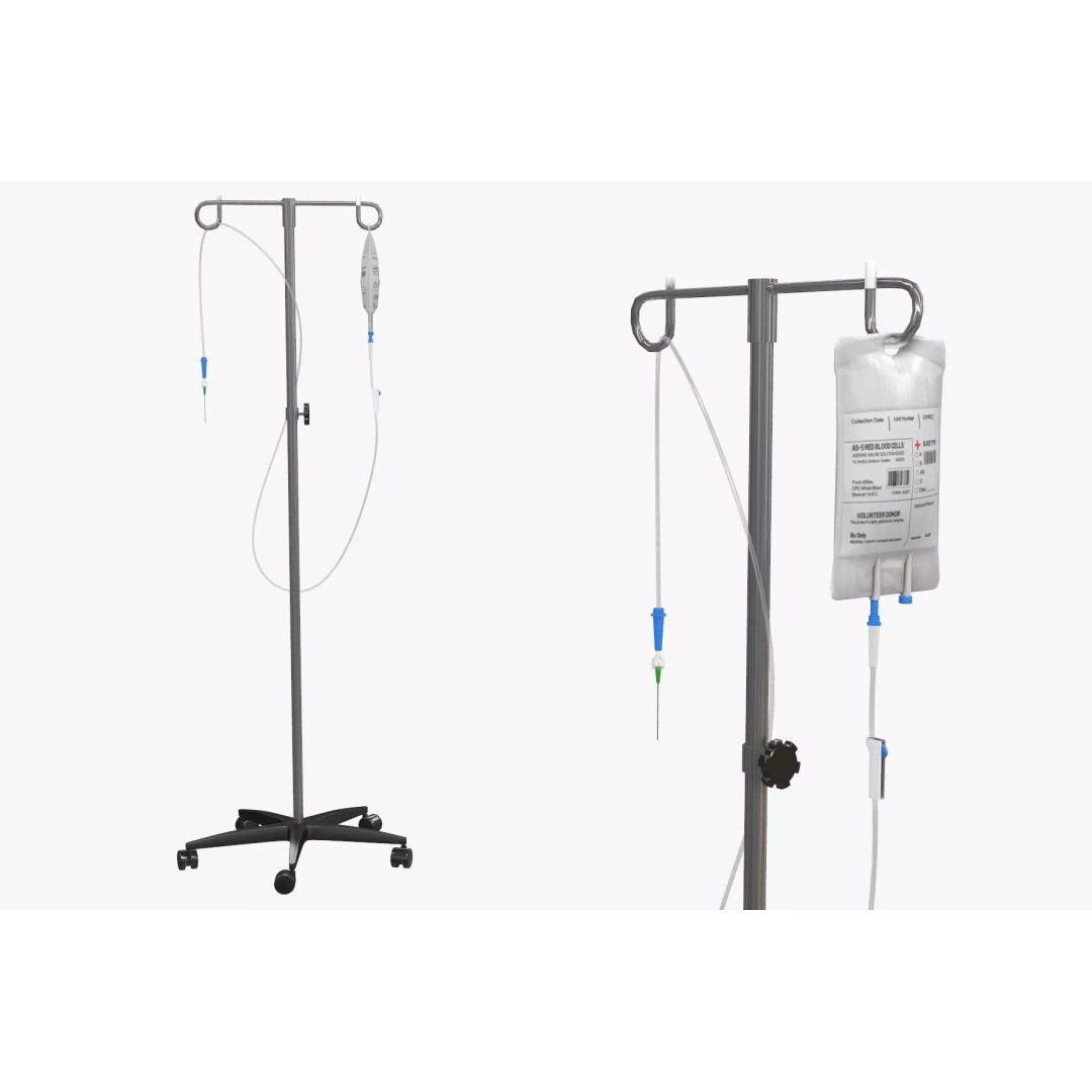 IV Blood Bag Dropper Stand 3D Model – Low Poly Medical Asset, FBX - View 2