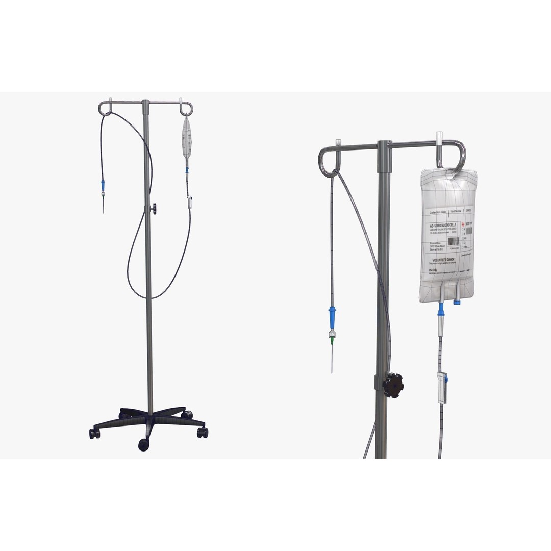 IV Blood Bag Dropper Stand 3D Model – Low Poly Medical Asset, FBX - View 3