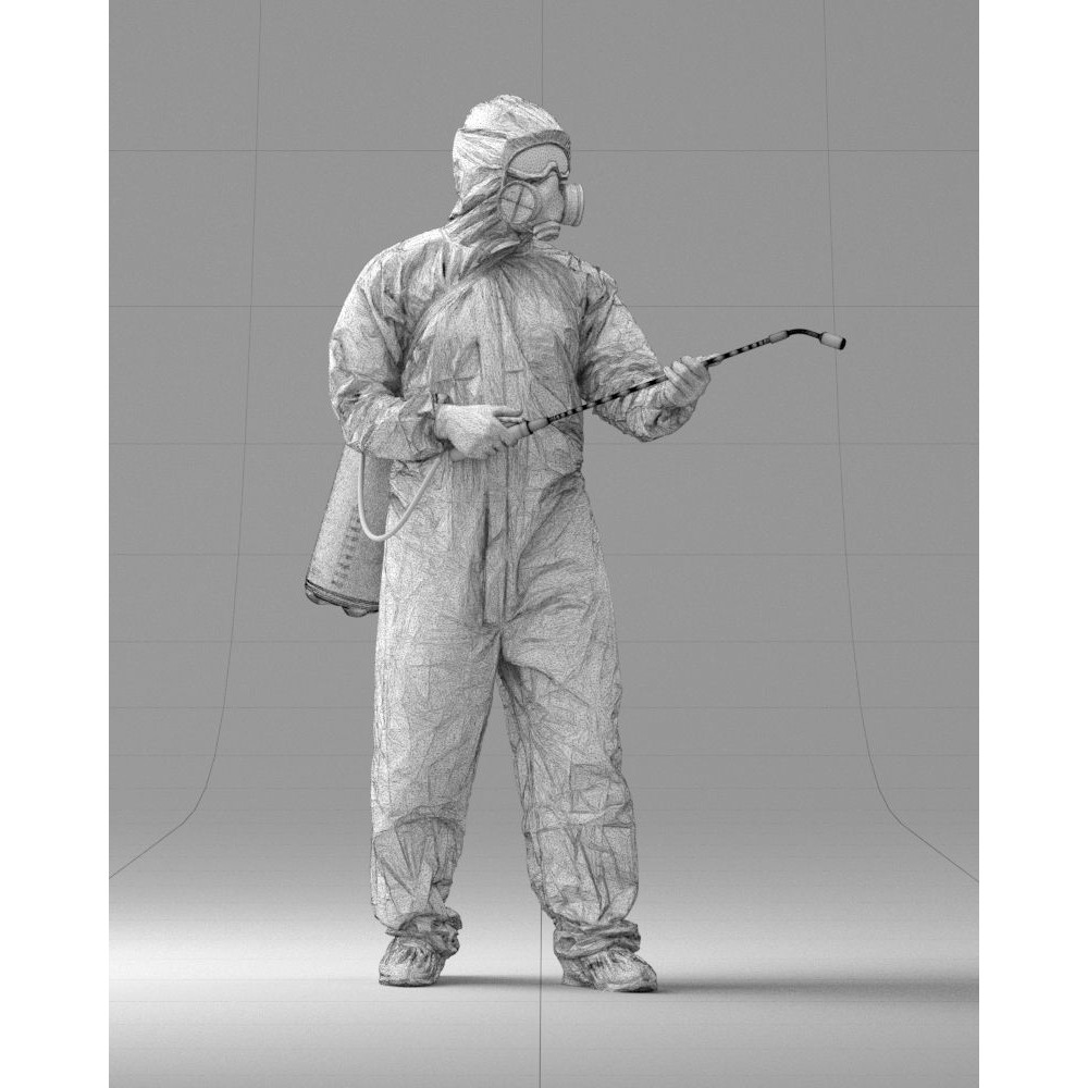 Disinfector 3D Model – Realistic Character in Protective Suit, FBX - View 11